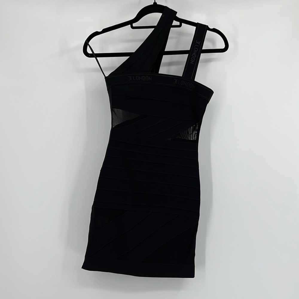 David Koma London Ribbon Mini Dress in Black